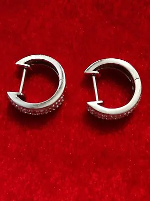 Silver Tone Multi Stone Huggie Earrings 15mm • £4.99