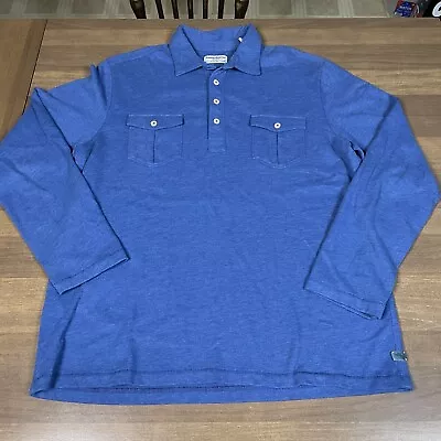 Tommy Bahama Polo Shirt Mens L Blue Long Sleeve Golf Outdoor Boating Adult • $24.95