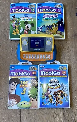 Vtech Mobigo Touch Learning System With 4 Lot Games Handheld WORKS • $49.99