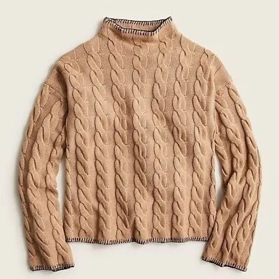 J. Crew || Cotton-Cashmere Cable-Knit Mockneck Sweater Camel XXS • $58.85