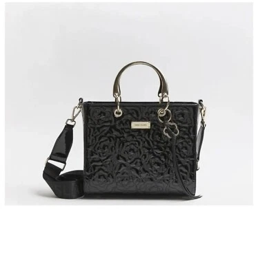 £32.99 • Buy River Island Womens Tote Bag Black Patent Quilted Adjustable Straps Stylish