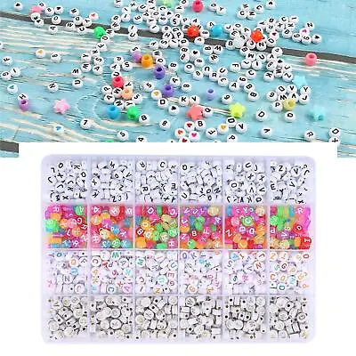 1200Pcs Alphabet Letter Beads Kit Spacer Bead Round A-Z 6mm For DIY Keychain • £12.82