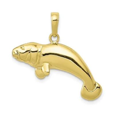 10K Yellow Gold Solid Polished Manatee Pendant • $279.97