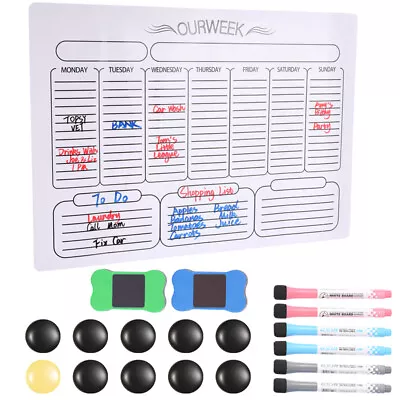 White Board Weekly Dry Erase Board 16  X 12  Fridge Planner Magnetic Calendar • $16.59