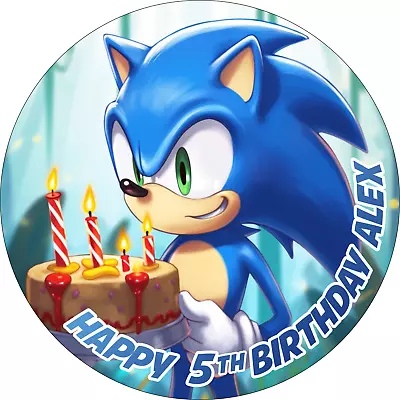 Sonic The Hedgehog Personalised Icing Sugar Edible Birthday Cake Topper • £8.99