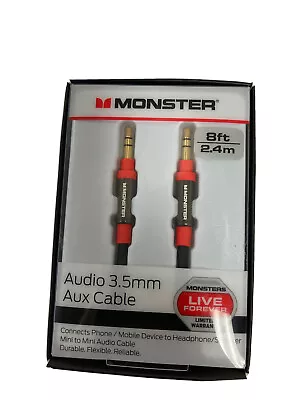 Monster 8-FT | 2.4 M AUDIO 3.5 MM AUX CABLE Gold Contacts HD Audio Phone Tablet • $10