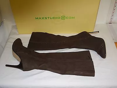 Max Studio New Womens Liberia Brown Leather Studded Heel Boots 7 M Shoes NWB • $65.45