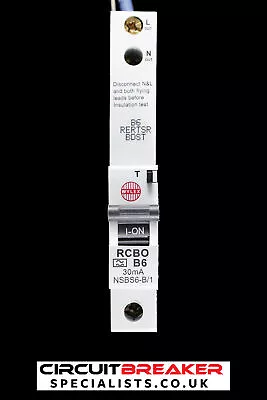 WYLEX 6 AMP CURVE B 6kA 30mA RCBO TYPE A NSBS6-B/1 • £18.80