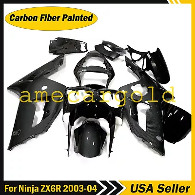 Carbon Fiber Painted Fairing Kit For Kawasaki Ninja ZX6R 2003-2004 ZX636 Body • $479