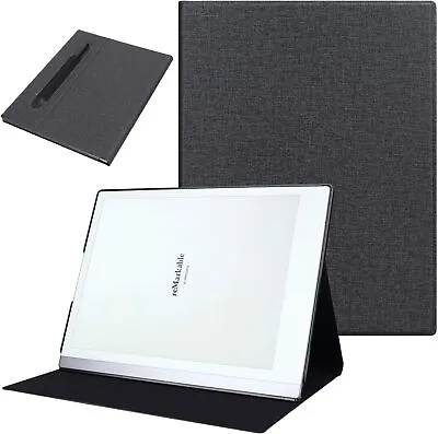 Slim Book Folio Leather Case Stand & P-Pocket For Remarkable 2 Digital Paper • £15.49