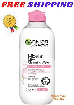 £11.05 • Buy Garnier Micellar Cleansing Water-For Dry Skin 400ml, Milky Face Cleanser- Fragra