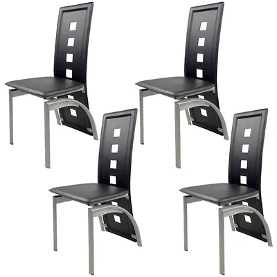 Modern Set Of 4 Dining Chairs Side Leather Dining Room Furniture Black • $114.80