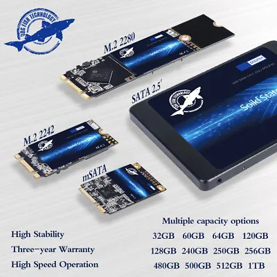 $31.49 • Buy 240GB 480G 512GB 1T 2.5  SSD MSATA M.2 2242 2280 Internal Solid State Drives LOT