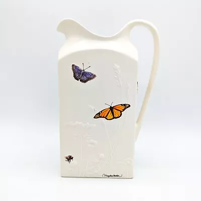 Marjolein Bastin Embossed Butterfly And Floral Pitcher 9” Tall Farmhouse Cottage • $23.96