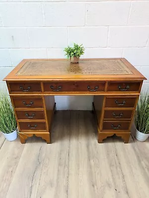 Vintage Tan Leather Top Captains Pedestal Desk  • £385