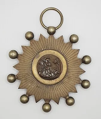 Unusual Antique Old Vintage Metal Star With Sculptural Bronze Roundel • £25