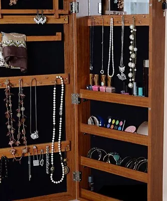 Wall Mount Over The Door Jewelry Cabinet Mirrored Furniture Jewelry Cabinet Box • $71.99