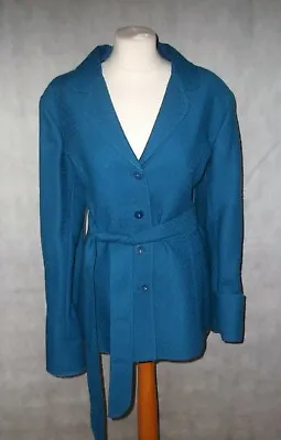 £199.99 • Buy CAROLINE CHARLES NEW Turquoise Wool Coat Jacket With Belt Size 20