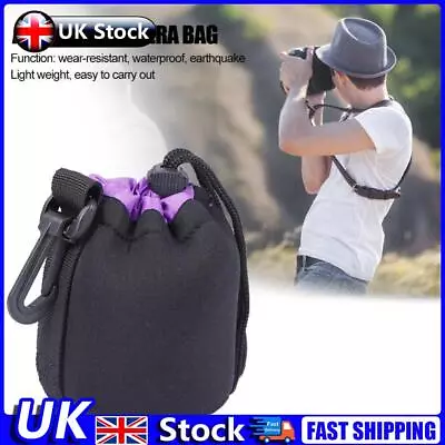 Neoprene Camera Lens Pouch Drawstring Waterproof Shockproof Soft Bag (S) UK • £5.89