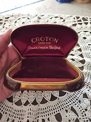 VTG Presentation Croton Watch Box ONLY Hinge Lid Metal Velvet / Satin Interior • $20
