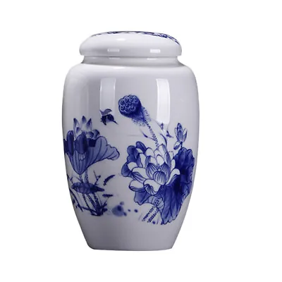 Blue And White Tea Decorative Storage Jar Ceramic Coffee • £15.45