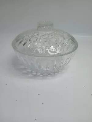 Vintage Clear Glass - Covered Candy Dish/Bowl - With Design #309 • $12.99