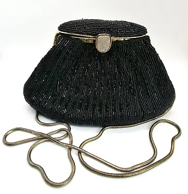 Walborg Vintage French Black And Gold Beaded Evening Bag Purse Small Damage • $22.50