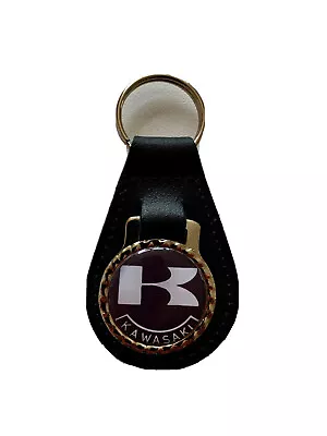 Black  Leather Keyring/ Fob Kawasaki Motorbikes Black/white Retro Image • £6.40