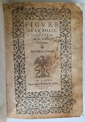 1577 BIBLE ILLUSTRATED Antique VELLUM BINDING Figure De La Biblia 16th CENTURY • $2570