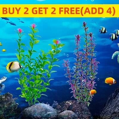 UK  Artificial Fake Plastic Plants Water Grass Decoration For Aquarium Fish Tank • £3.46