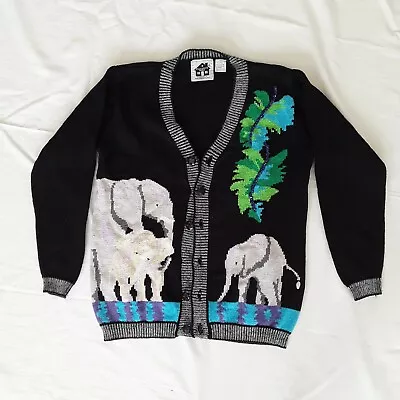 Storybook Knits Elephant Cardigan Sweater Embroidered Sz S -Missing Button M003 • $29.99