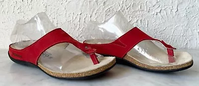 Mephisto Agacia Red Suede Leather Thong Slip On Casual Sandals - Women's 6/36 • $54.95