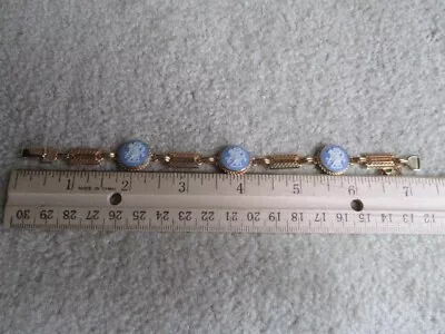 Vintage Van Dell 12K Gold Filled Blue Wedgwood Cameo Bracelet • $65