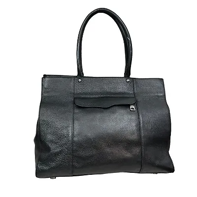 REBECCA MINKOFF Women Mab Classic Tote Bag Pebbled Leather Inner Pockets Black L • $42.89