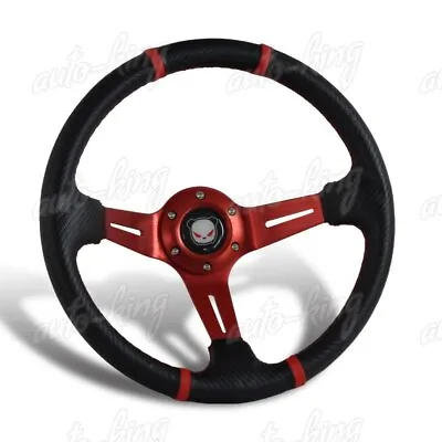 Drift Red Stitch 350mm Carbon Pvc Leather Deep Dish 6-hole Racing Steering Wheel • $41.35