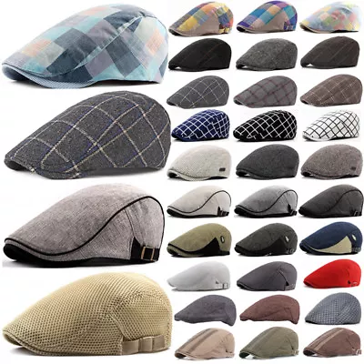 £7.63 • Buy Men Tweed Check Vintage Herringbone Flat Caps Gatsby Baker Boy Beret Newsboy Cap