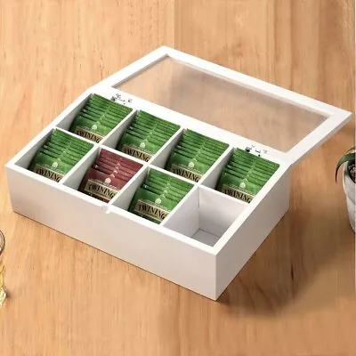 Wooden Tea Bags Box Storer Display Organiser Dispenser Caddy Rack Cupboard Case • $49