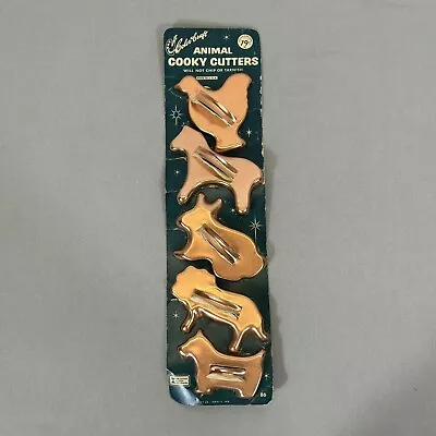 Color Craft Animal Cooky Cutters Cookie Cutters Aluminum Copper Tone Vtg NOS • $12