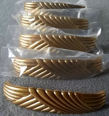 $18.95 • Buy Lot Of 5 Vtg Brass Cup Sunrise Shell Kitchen Drawer Door Pull Handle Set - NOS