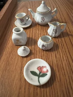 9 Piece Mini Porcelain Tea Cup Saucer Teapot With Lid Set Multiple Styles • $12.95