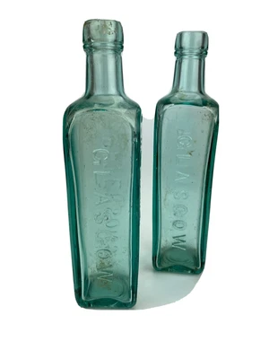 £12.50 • Buy Vintage Paterson's ESS Glasgow Camp Coffee & Chickory Glass Bottles Pair Green