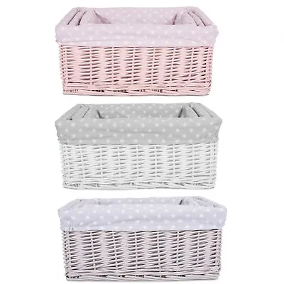 Colorful Painted Nursery Baby Room Wicker Storage Basket New Born Gift Hamper • £15.99