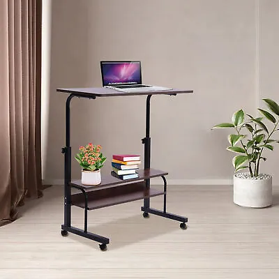 Mobile Side Table Laptop Desk Cart Tray Adjustable Rolling Sofa Table • $48