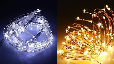 £3.49 • Buy Fairy Lights 20 40 100 LED Battery Micro Rice Sliver Copper Wire Xmas Home Decor