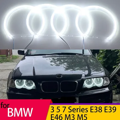 4x White LED SMD Angel Eyes Kit Halo Rings For BMW 3 5 7 Series E46 E39 E36 E38 • $34.99