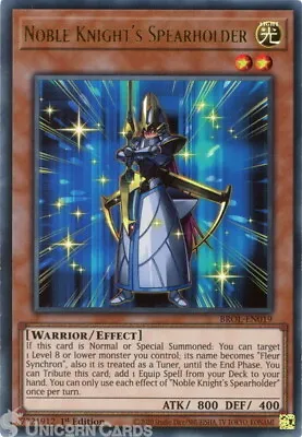 BROL-EN019 Noble Knight's Spearholder Ultra Rare 1st Edition Mint YuGiOh Card • £0.99