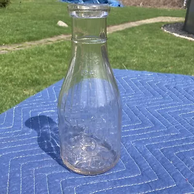 Antique Vintage Glass Quart Milk Bottle 5 Cent  Dairy Universal Store • $15.99