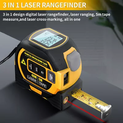 Laser Tape Measure Distance Meter Stainless Digital Retractable Roll Cord Tool • $31.99