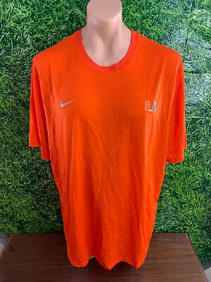 Univ. Of Miami Hurricanes Football Short Sleeve Shirt Nike Orange Size 2XL • $30