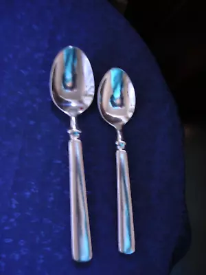 #JM 2 MSE Martha Stewart EMPIRE Spoons Glossy Stainless Flatware~teaspoon & Oval • $14.50